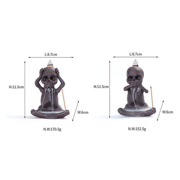 Buddha Stones Little Skull Ghost Purple Clay Backflow Smoke Fountain Peace Incense Burner Decoration (Extra 30% Off | USE CODE: FS30)