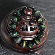Buddha Stones Natural Green Eye Obsidian Wealth Bracelet Bracelet BS 2