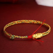 Buddha Stones Year of the Dragon Handmade Colorful Dragon Carved Success Braided Bracelet