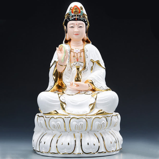 Buddha Stones Chenrezig Bodhisattva Avalokitesvara Success Ceramic Statue Home Decoration