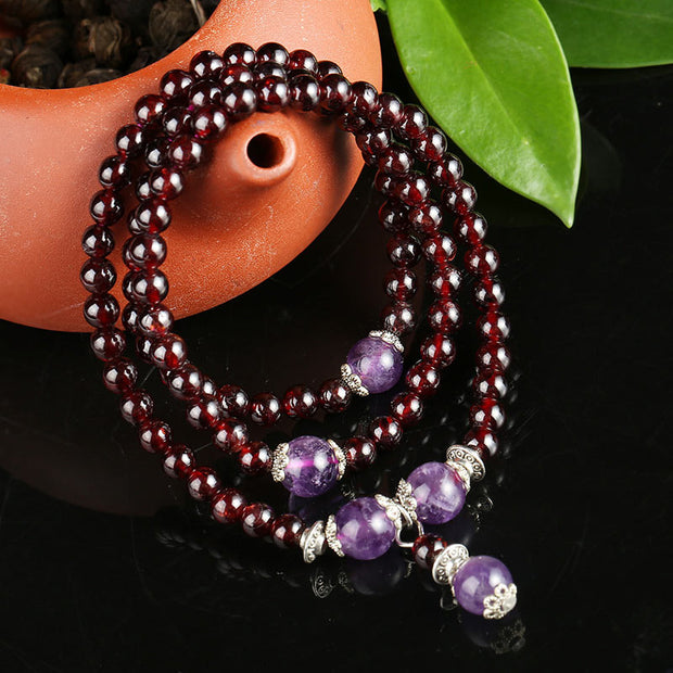 Buddha Stones Natural Garnet Amethyst Protection Bracelet Bracelet Necklaces & Pendants BS 2