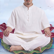 Buddha Stones Spiritual Zen Meditation Prayer Practice Cotton Linen Clothing Men's Set Clothes BS 1