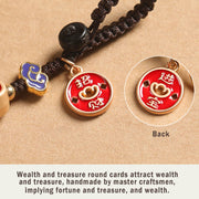 Buddha Stones Ebony Wood Lucky Cat Auspicious Cloud Peace Key Chain Phone Hanging Decoration Key Chain BS 13