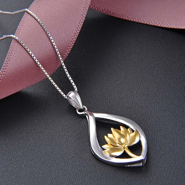 Buddha Stones 925 Sterling Silver Lotus Pattern Enlightenment Necklace Pendant Necklaces & Pendants BS 6