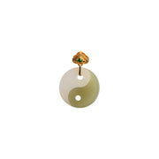 Buddha Stones Yin Yang Jade 18K Gold Luck Prosperity Necklace Pendant Necklaces & Pendants BS 12
