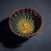Buddha Stones Lotus Goldfish Auspicious Dragon Phoenix Ceramic Teacup Silver Inlaid Tea Cups 130ml Cup BS 9
