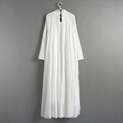 Buddha Stones Simple Design Meditation Spiritual Long Dress Zen Practice Yoga Clothing Women's White Gown Clothes BS 1