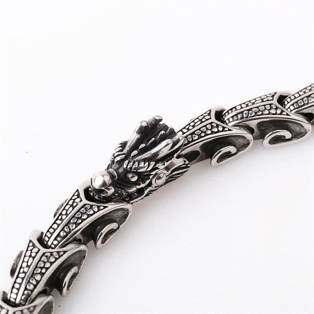 Buddha Stones Dragon Pattern Titanium Steel Protection Necklace Pendant Bracelet Necklaces & Pendants BS 9