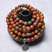 Buddha Stones Lotus Crystal Stone 108 Beads Mala Bracelet (Extra 30% Off | USE CODE: FS30) Mala Bracelet BS Dragon Vein Agate