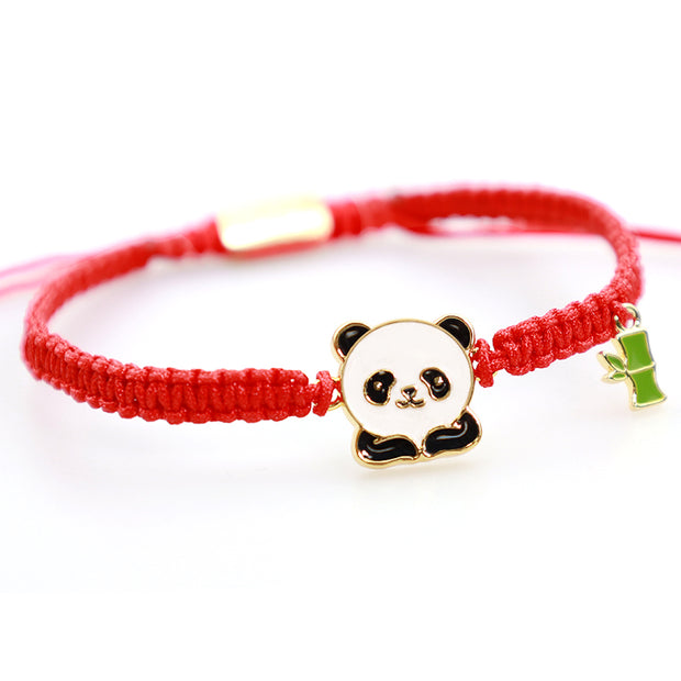 Buddha Stones Tibetan Handmade Panda Bamboo Lucky Red String Bracelet Bracelet BS 4