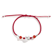 Buddha Stones 999 Sterling Silver Year of the Dragon Fu Character Dumpling Red Agate Luck Handcrafted Bracelet (Extra 30% Off | USE CODE: FS30) Bracelet BS 2