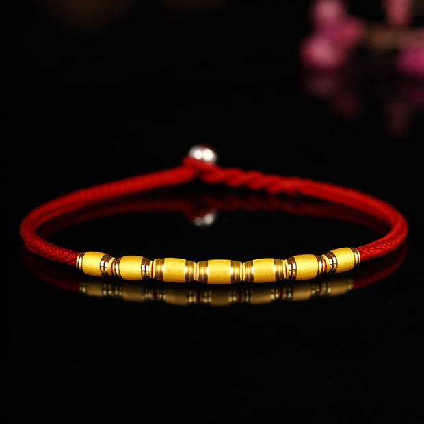 Buddha Stones 999 Gold Lucky Bead Eight Thread Peace Knot Red Rope Bracelet