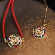 Buddha Stones Colorful Zircon Copper Wealth Luck Rotation Bracelet Necklace Pendant Bracelet Necklaces & Pendants BS 1