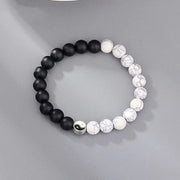 Buddha Stones 3pcs Natural White Turquoise Frosted Stone Bead Yin Yang Wealth Bracelet Bracelet BS 4