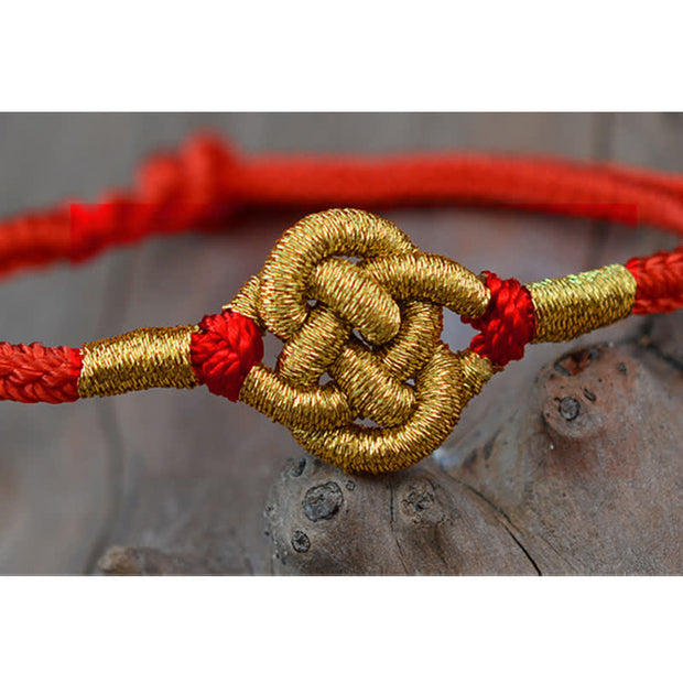 Buddha Stones Handmade Simple Design Chinese Knotting Luck Strength Braid String Bracelet Bracelet BS 3