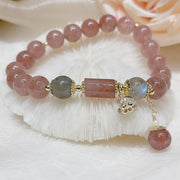 Buddha Stones Natural Strawberry Quartz Moonstone Love Bracelet