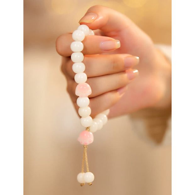 Buddha Stones Natural Bodhi Seed Lovely Paw Lucky Cat Paw Peace Bracelet