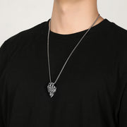 Buddha Stones Pure Tin Dragon Head Luck Protection Metal Necklace Pendant