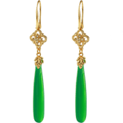 Buddha Stones 925 Sterling Silver Natural Green Agate White Agate Success Drop Earrings