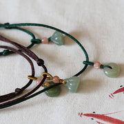 Buddha Stones Natural Round Jade Peace Buckle Lotus Abundance String Necklace Pendant Necklaces & Pendants BS 14