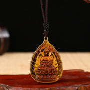 Buddha Stones Tibetan Buddha Liuli Crystal Serenity Necklace Pendant Necklaces & Pendants BS Brown Buddha