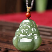 Buddha Stones Laughing Buddha Hetian Jade Abundance Necklace String Pendant Necklaces & Pendants BS 5