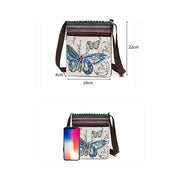 Buddha Stones Elephant Butterfly Embroidered Canvas Tote Bag Shoulder Bag Crossbody Bag