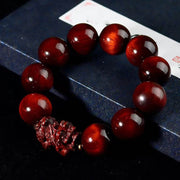 Buddha Stones Small Leaf Red Sandalwood PiXiu Protection Bracelet Bracelet BS 4
