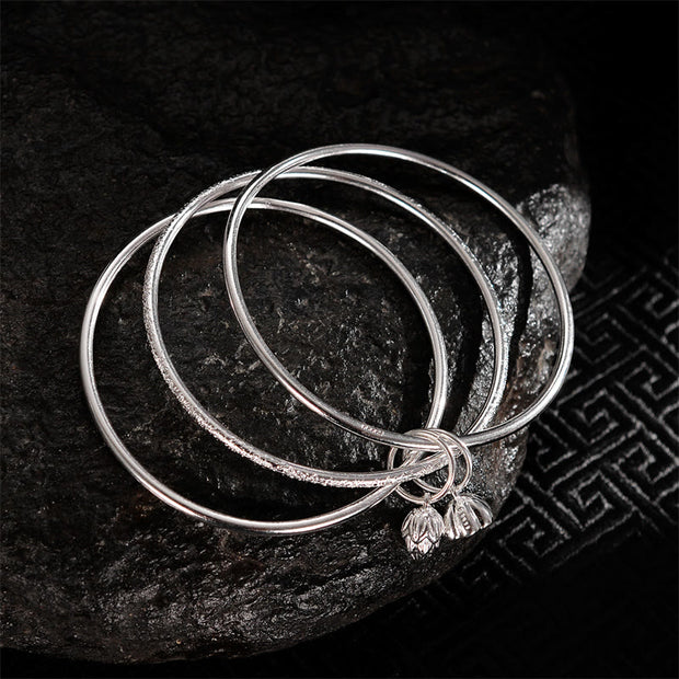 Buddha Stones Lotus Flower Pod White Copper New Beginning Bracelet Bangle