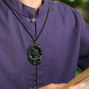 Buddha Stones Hetian Cyan Jade Dragon Success Harmony Necklace Beaded String Pendant Necklaces & Pendants BS 2