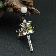 Buddha Stones Tibetan Om Mani Padme Hum Prayer Wheel Rotation Vajra Wood Necklace Pendant Necklaces & Pendants BS 6