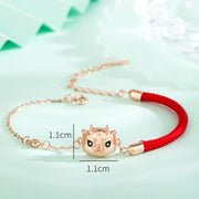 ❗❗❗A Flash Sale- Buddha Stones 925 Sterling Silver Year of the Dragon Luck Cute Dragon Red String Chain Protection Bracelet Bracelet BS 5