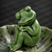 Buddha Stones Leaf Meditation Frog Pattern Healing Ceramic Incense Burner Decoration Incense Burner BS 27