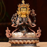 Buddha Stones Bodhisattva Chenrezig Four-armed Avalokitesvara Protection Copper Statue Decoration Decorations BS 2