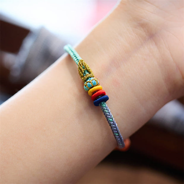 Buddha Stones Colorful Rope Eight Thread Peace Knot Luck Handmade Bracelet