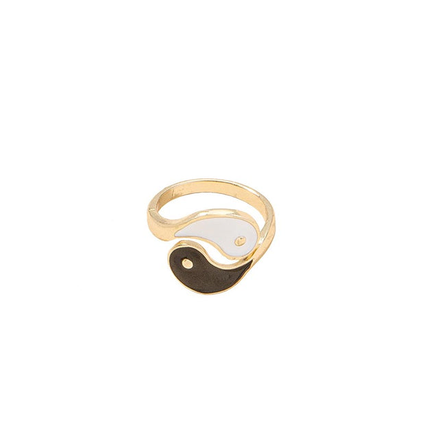 Buddha Stones Yin Yang Symbol Adjustable Blessing Couple Ring