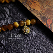 Buddha Stones 108 Mala Beads Natural Tiger Eye Copper Dorje Protection Tassel Bracelet Mala Bracelet BS 14
