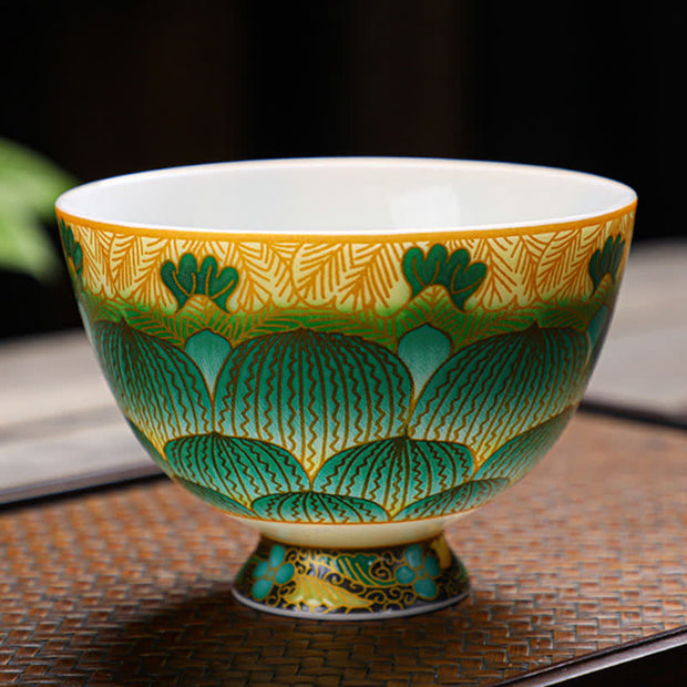 Buddha Stones Lotus Ceramic Teacup Flower Tea Cups 100ml Cup BS 13