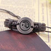 Buddha Stones Retro Yin Yang Leather Harmony String Bracelet Bracelet BS 1