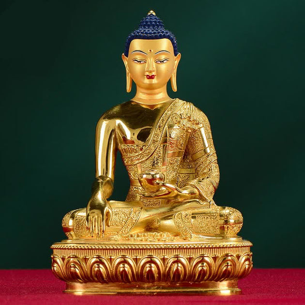 Buddha Stones Buddha Shakyamuni Figurine Enlightenment Copper Statue H
