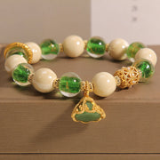 Buddha Stones Tibetan Multicolored Liuli Glass Bead Buddha Lotus Charm Enlightenment Bracelet Bracelet BS Lotus(Wrist Circumference 14-16cm)