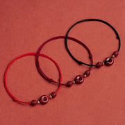 Buddha Stones Cinnabar Peace Buckle Blessing String Anklet Anklet BS 1