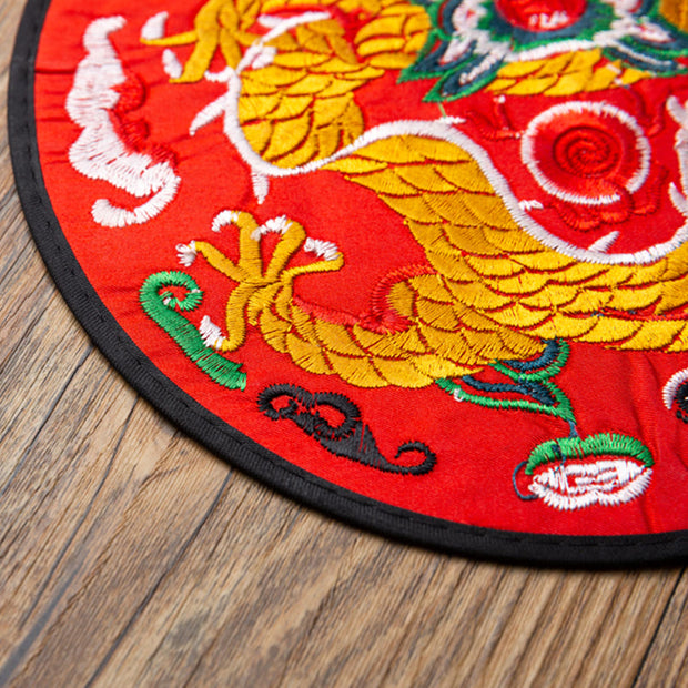 Buddha Stones Dragon Embroidery Cup Mat Pad Tea Cup Coaster Kung Fu Tea Mat Tea Mat BS 18