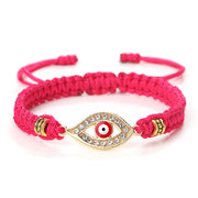 Buddha Stones Evil Eye Keep Away Evil Spirits String Bracelet Bracelet BS Rose Red&Red Evil Eye Gold Border