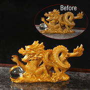 Buddha Stones Year Of The Dragon Color Changing Resin Horse Luck Tea Pet Home Figurine Decoration Decorations BS Golden Dragon 15*4.5*7.7cm