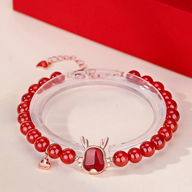 ❗❗❗A Flash Sale- Buddha Stones 925 Sterling Silver Year Of The Dragon Natural Red Agate Attract Fortune Dragon Luck Chain Bracelet Bracelet BS 5
