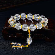 Buddha Stones Tibet White Crystal Half Demon Half Buddha Heart Sutra Lotus Healing Bracelet