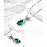 Buddha Stones 925 Sterling Silver Green Chalcedony Butterfly Zircon Courage Necklace Pendant Necklaces & Pendants BS 8
