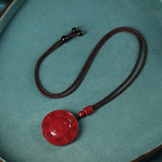 Buddha Stones Cinnabar Yin Yang Bagua Blessing Necklace Pendant Necklaces & Pendants BS 2