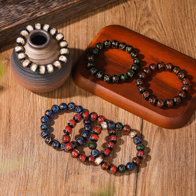 Buddha Stones Tibetan Classic Liuli Glass Bead Luck Wealth